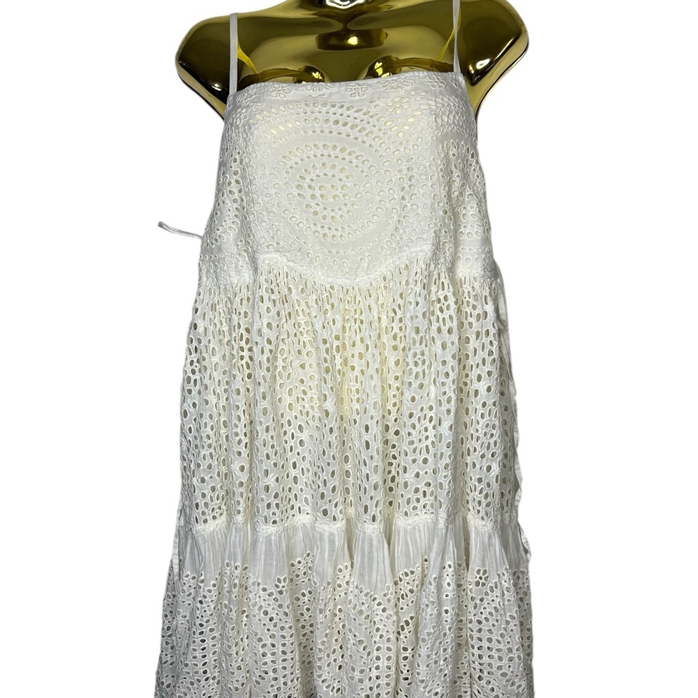 Elegant White Lace Mini Dress lace up sides boho festival